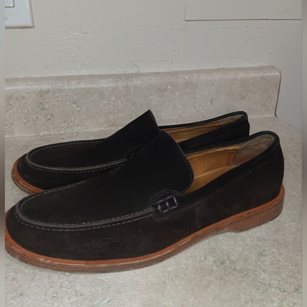 Giorgio Armani Slip-On Dress Shoes Dark Brown Suede Leather Men's Size 42 / US 9